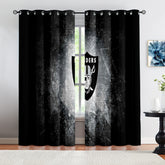 Oakland Football League Raiders Blackout Curtains Drapes for Window Treatment Set